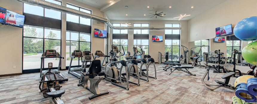 Fitness center in Fishers apartment community
